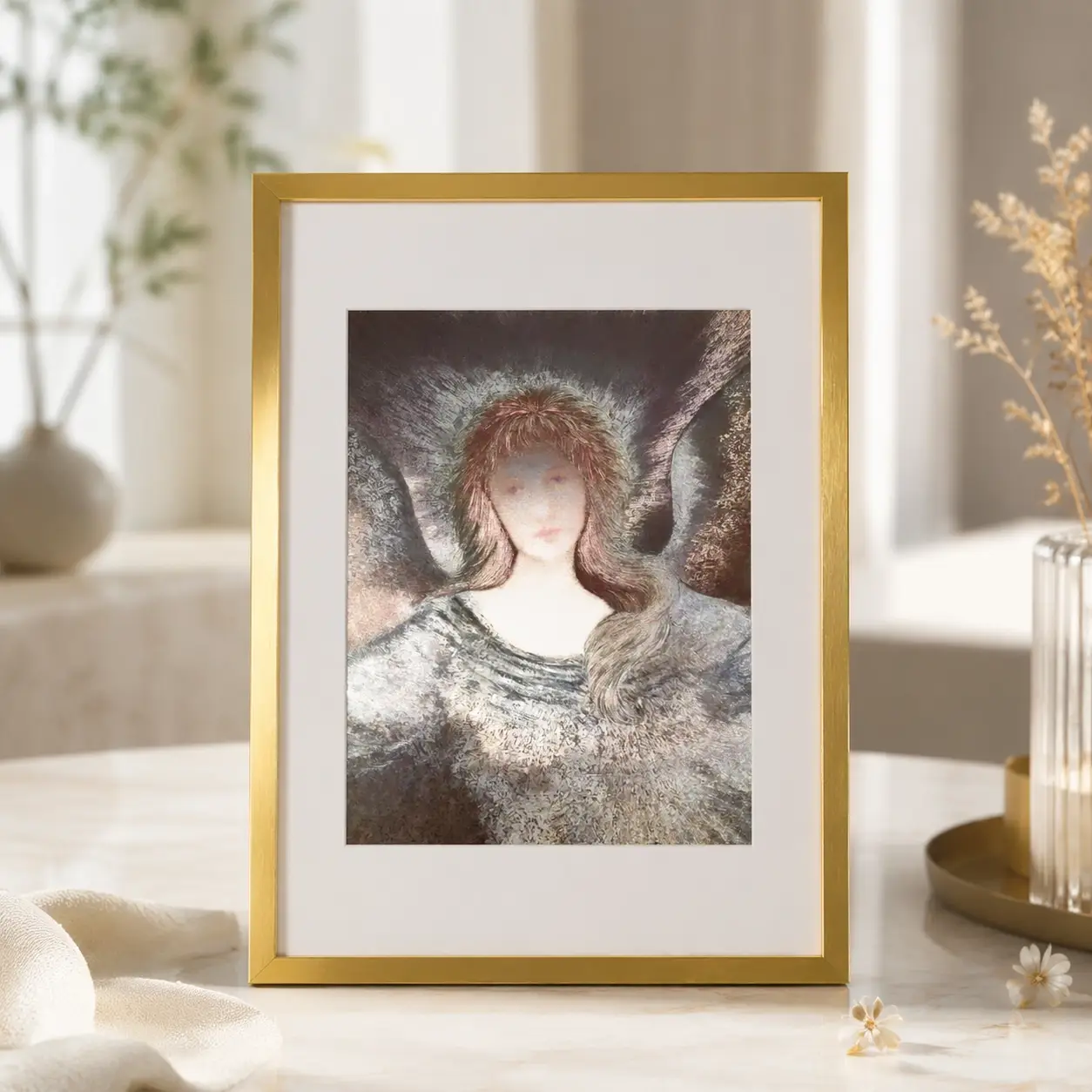 Vintage Oil Painting Style Halo Angel Decor Wall Art religious foil picture by DUFEX PRINTS